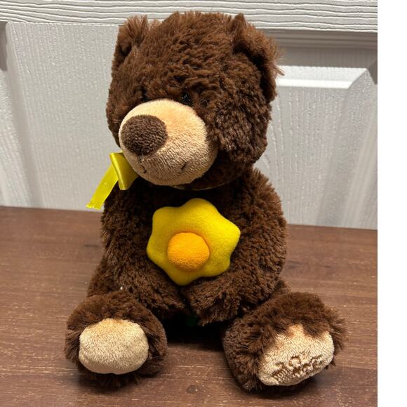 Daisy Bear Plush Yellow Bow & Daisy Brown Stuffed Animal Edible Arrangement - Picture 1 of 7